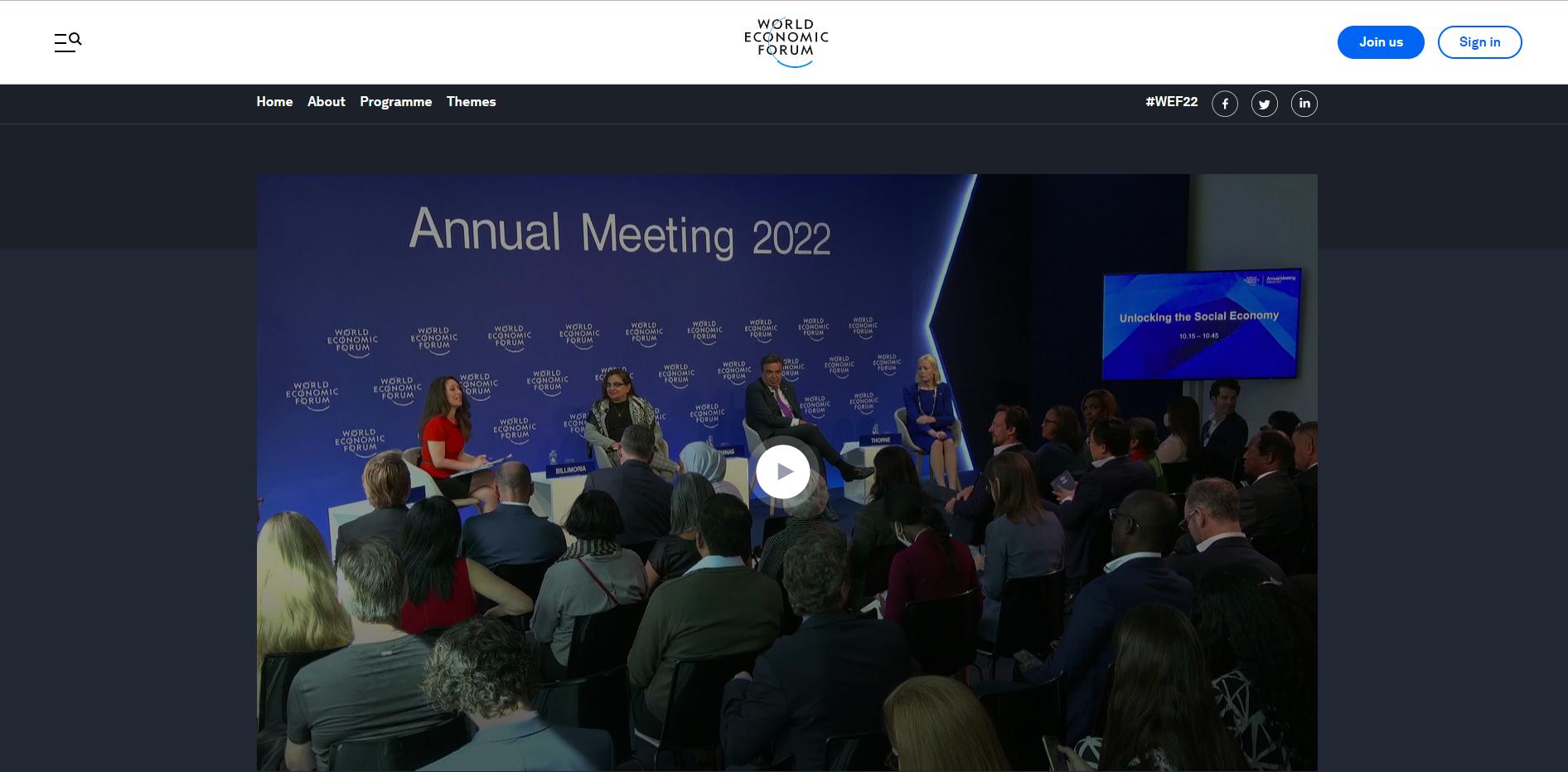 This session was part of the World Economic Forum's Annual Meeting for 2022