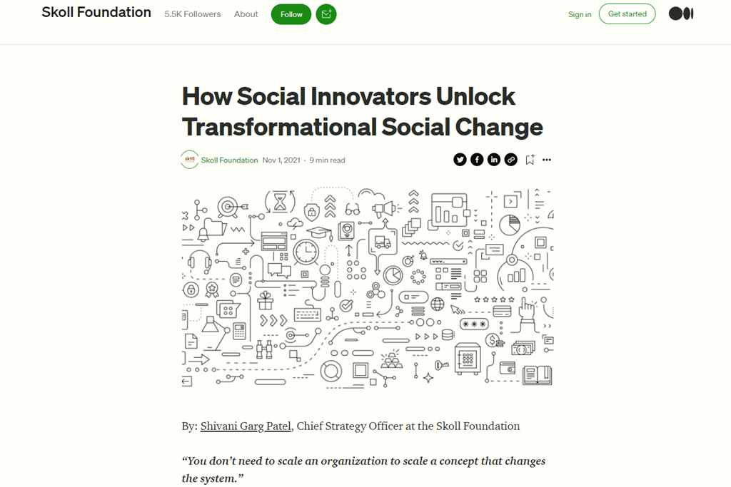Medium Article: How Social Innovators Unlock Transformational Social Change