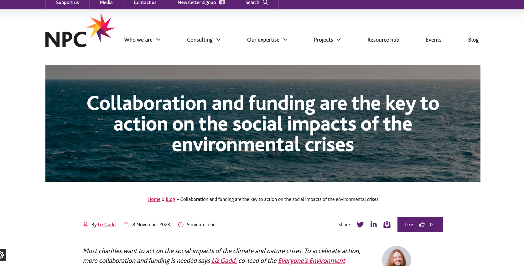 Why Collaborative funding for the environment is critical website screenshot