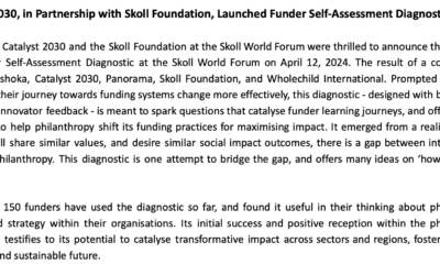 Catalyst 2030 in Partnership with Skoll Foundation Launches Funder Self-Assessment Diagnostic Tool