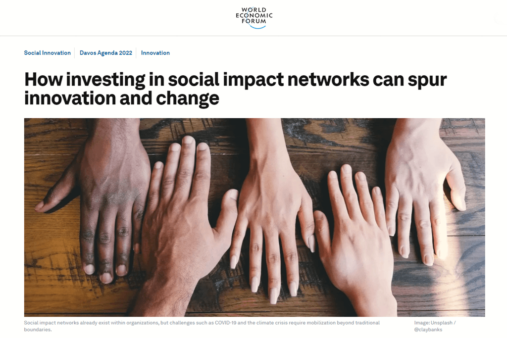 Social innovation networks article which is part of the Davos Agenda 2022